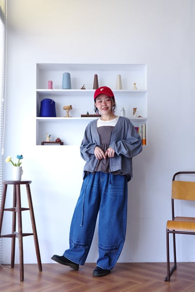 𓏭Ｖ領直紋丹寧短版外套14