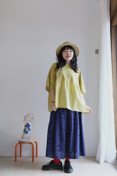 𓏭黏在一起的小波點 印花壓褶半身裙9
