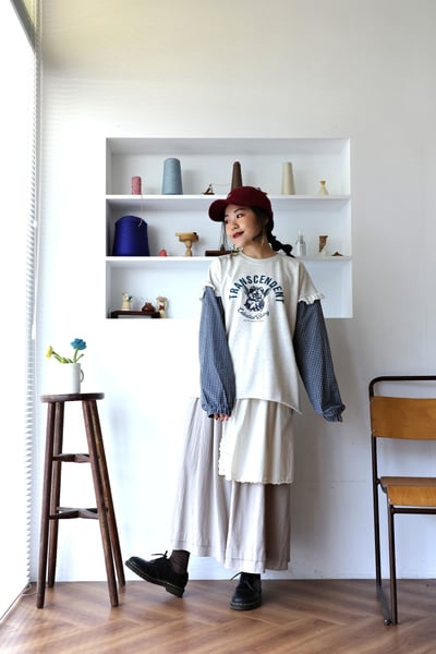 𓏭波浪花邊刺繡小布巾拼接半身裙2