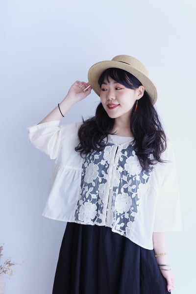 𓏭纏繞花朵刺繡Ｖ領開襟罩衫14