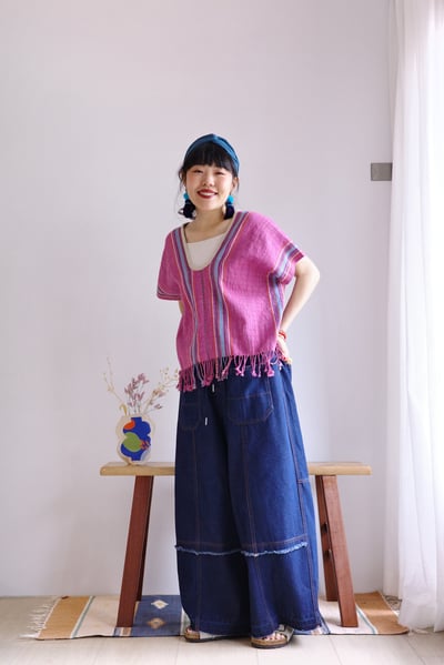 𓏭層次抽鬚車線直筒寬褲4