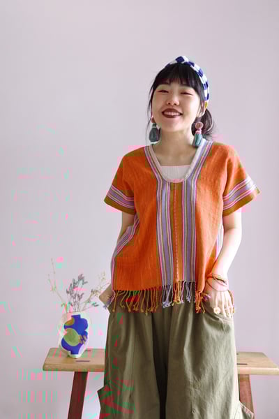 𓏭手織布流蘇Ｕ領四方衣3