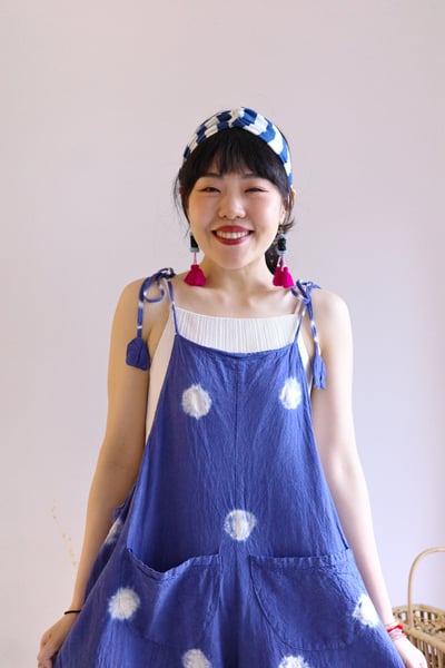 𓏭藍染波點連身褲6