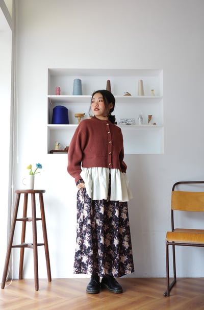 𓏭拼接下擺澎袖針織外罩上衣18