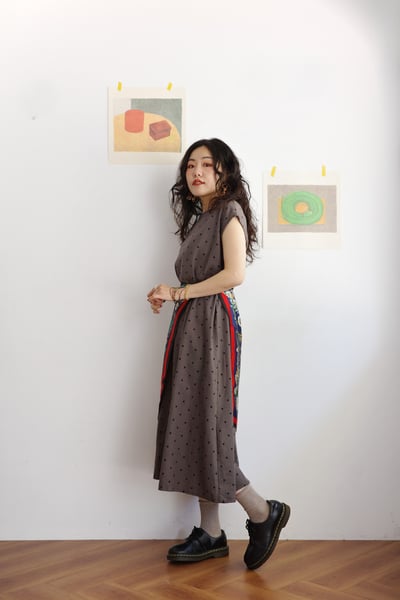 前後兩面穿水玉法式袖Ａ字洋裝17