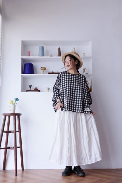 純色簡約泡泡布半身裙14