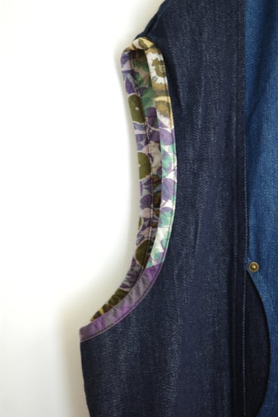 𓏭單寧花布拼接背心12