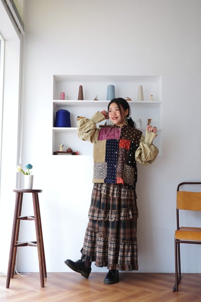 𓏭層次堆疊法蘭絨格紋裙11