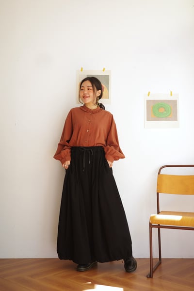 𓏭細摺落地褲管可調大寬褲9