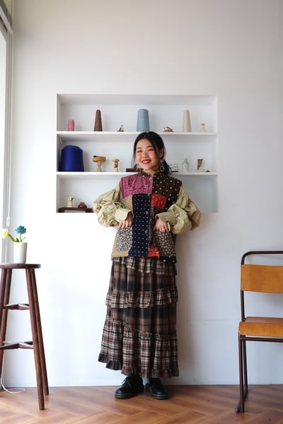 𓏭變形蟲圖騰花布拼接背心6