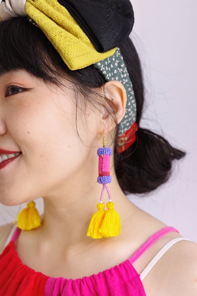 刺繡串珠流蘇耳環3