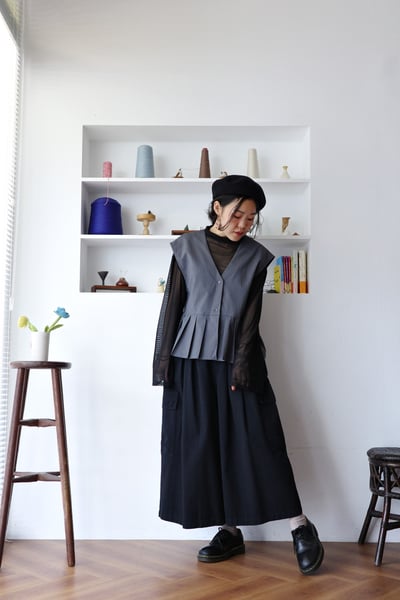 壓摺下擺蕾絲拼接西裝背心14