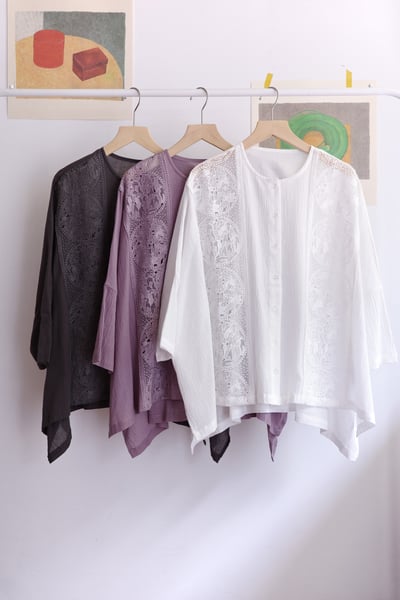 兔子企鵝精緻蕾絲刺繡罩衫上衣1