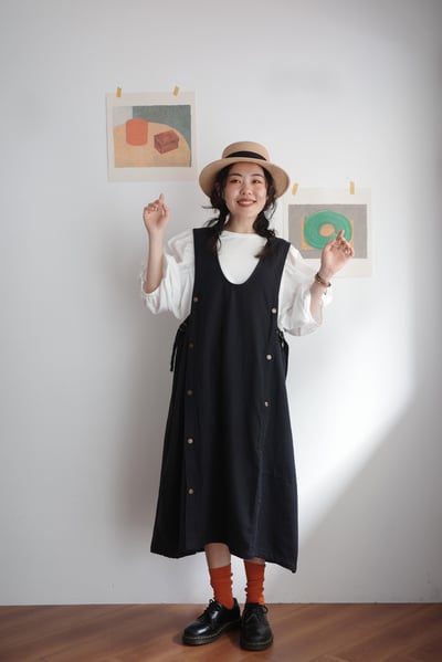 異材質拼接份量感澎袖上衣5