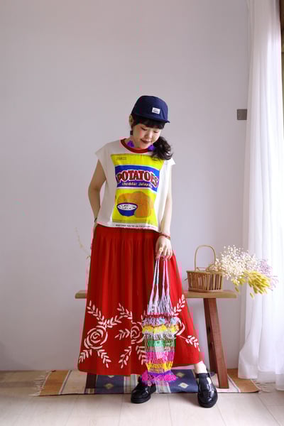 𓏭洋芋片復古塗鴉法式袖T-shirt5