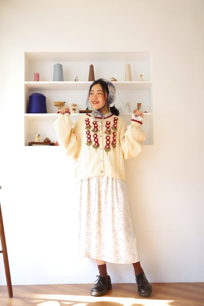 𓏭腰際打褶花草印花洋裝10