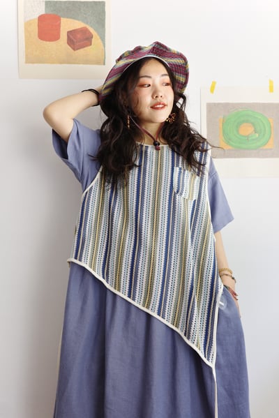 彩條織紋線條漁夫帽8