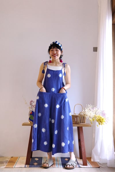 𓏭藍染波點連身褲5