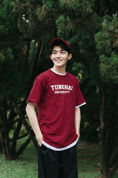 THU 學院短Ｔ－酒紅1