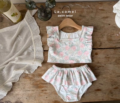 玫瑰小圓舞曲荷葉邊泳裝/泳帽5