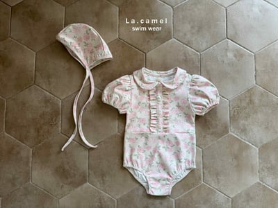 油畫感玫瑰碎花連身泳衣/泳帽4