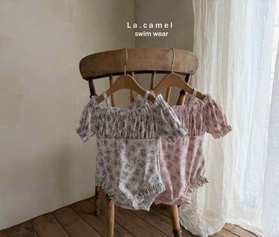 荷葉邊泡泡袖泳衣/泳帽7