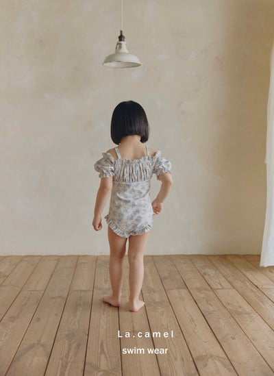 荷葉邊泡泡袖泳衣/泳帽4