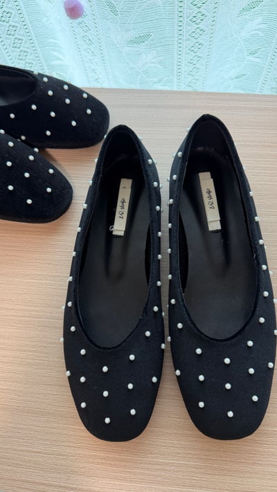 珍珠絲絨娃娃鞋1