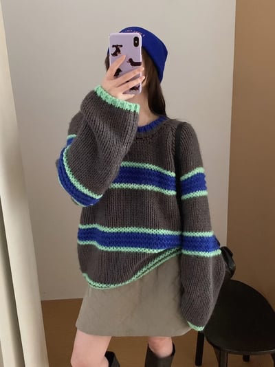 耐看撞色條紋針織3