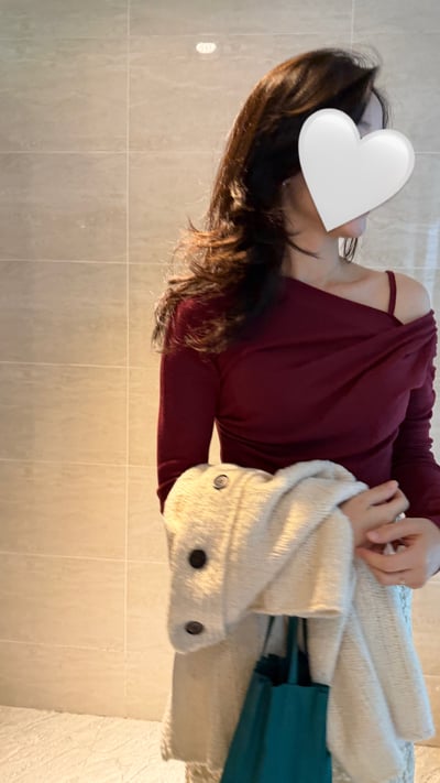 斜肩抓皺上衣 6 color2