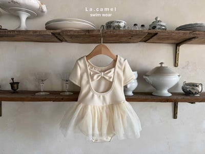 芭蕾風荷葉領紗裙泳裝/泳帽4