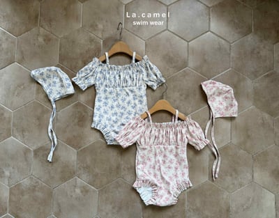 荷葉邊泡泡袖泳衣/泳帽5