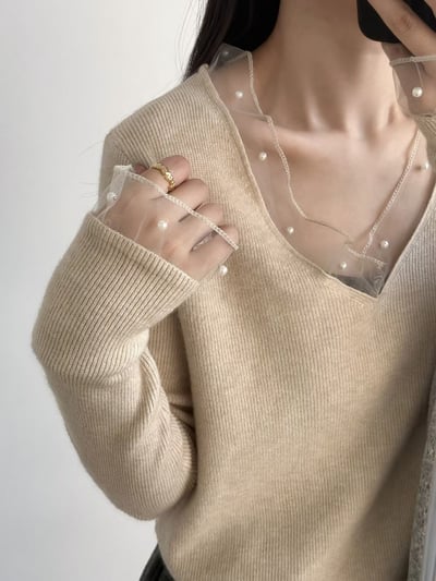 網紗珍珠針織衫5