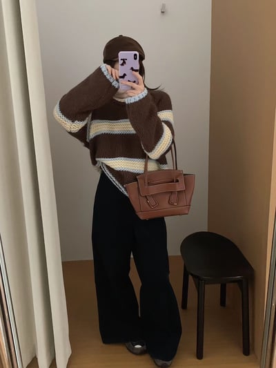 耐看撞色條紋針織1