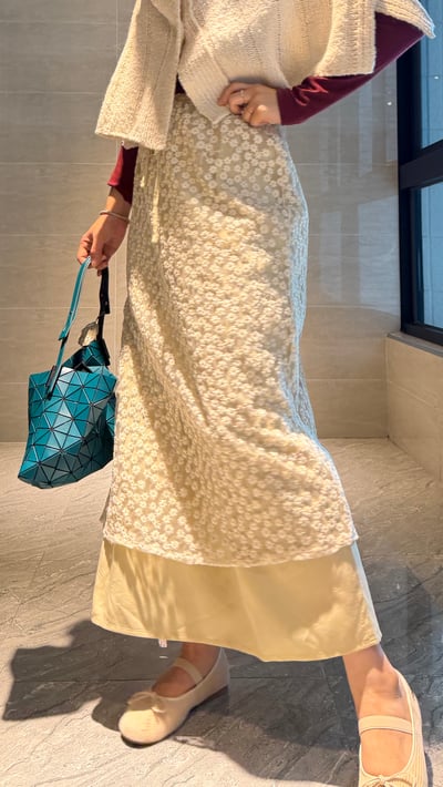 雙層透光小雛菊長裙3