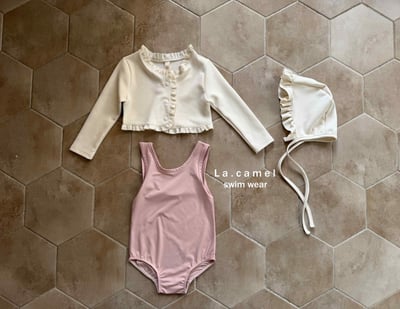 撞色連體泳裝/泳帽4