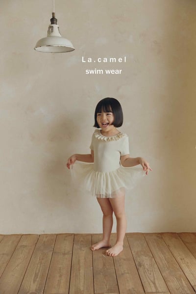芭蕾風荷葉領紗裙泳裝/泳帽2