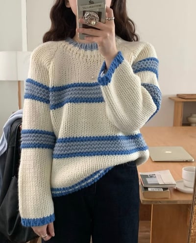 耐看撞色條紋針織2