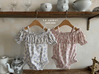 荷葉邊泡泡袖泳衣/泳帽6