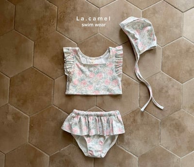 玫瑰小圓舞曲荷葉邊泳裝/泳帽6