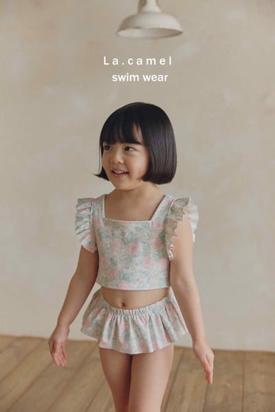 玫瑰小圓舞曲荷葉邊泳裝/泳帽2