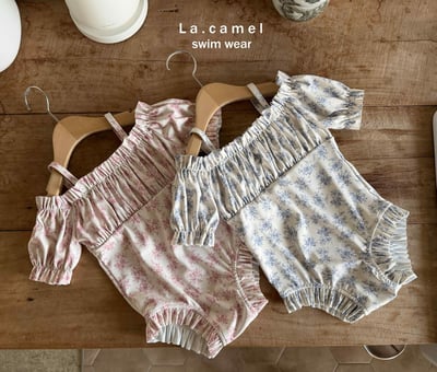 荷葉邊泡泡袖泳衣/泳帽8