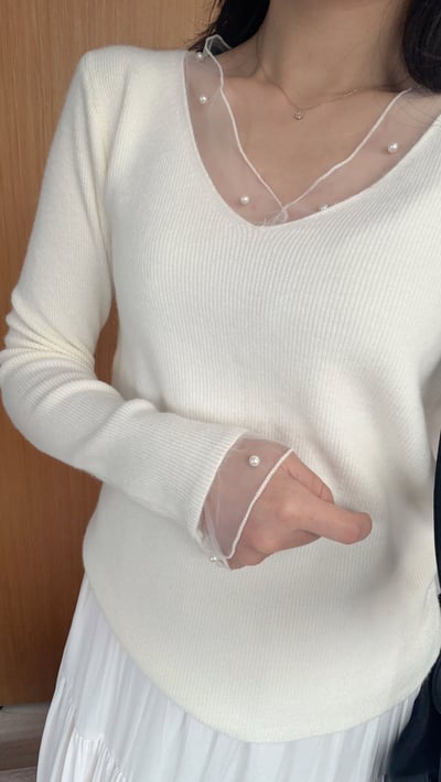 網紗珍珠針織衫4