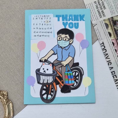 【預購】客製化手工卡片｜似顏繪腳踏車款1