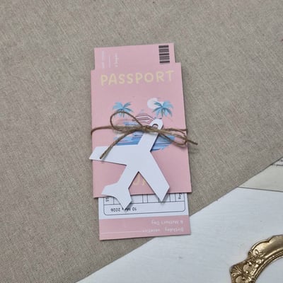【現貨】護照機票手工卡片｜粉色款6