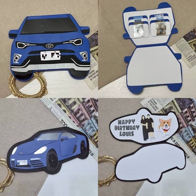 【預購】客製化手工卡片｜汽車延邊裁切款4