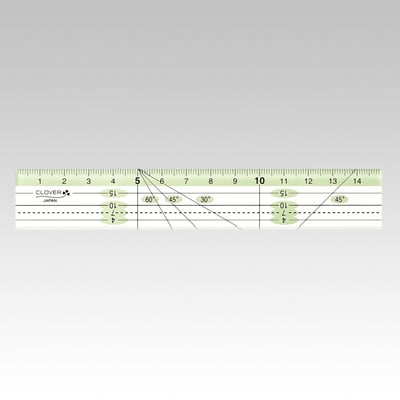 CLOVER【拼布定規尺（分色線條細幅15cm）】2