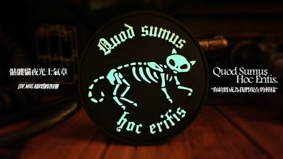“Quod Sumus Hoc Eritis”骷髏貓夜光PVC士氣章2