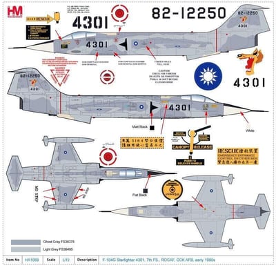 1/72 HM ROCAF 中華民國空軍塗裝式樣 F-104G Starfighter 星式戰鬥機 1990年清泉崗基地8