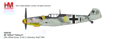 1/48 HM BF109G-6  "Yellow 6" 王牌飛行員 阿爾弗雷德·蘇勞 Alfred Surau 座機9